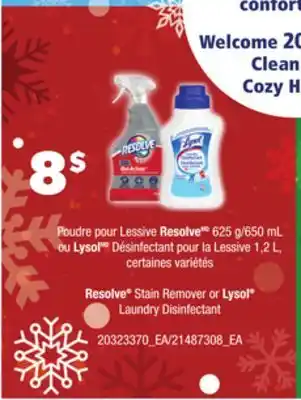 Provigo RESOLVE, 625 G/650 ML OU LYSOL DÉSINFECTANT POUR LA LESSIVE, 1,2 L offer