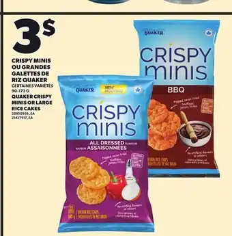 Provigo CRISPY MINIS OU GRANDES GALETTES DE RIZ QUAKER, 90-173 G offer