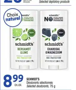 Uniprix SCHMIDT'S Déodorants sélectionnés /Selected deodorants offer