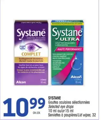 Uniprix SYSTANE Gouttes oculaires sélectionnées/Selected eye drops, Serviettes à paupières/Lid wipes offer