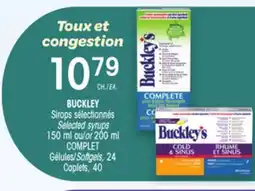 Uniprix BUCKLEY Sirops sélectionnés /Selected syrups, COMPLET Gélules/Softgels offer