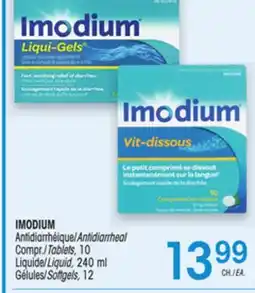 Uniprix IMODIUM Antidiarrhéique/Antidiarrheal, Liquide/Liquid, Gélules/Softgels offer