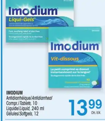 Uniprix IMODIUM Antidiarrhéique/Antidiarrheal, Liquide/Liquid, Gélules/Softgels offer