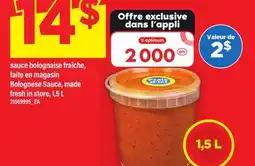 Maxi SAUCE BOLOGNAISE FRAÎCHE / BOLOGNESE SAUCE, MADE, 1,5 L offer