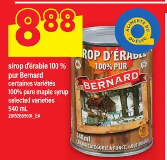 Maxi SIROP D'ÉRABLE 100 % PUR BERNARD, 540 ML offer