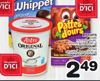 Marches Tradition BISCUITS DARE WHIPPET (168 to 285 g)ASTRO ORIGINAL (650 or 750 g)COOKIES OR YOGURT offer