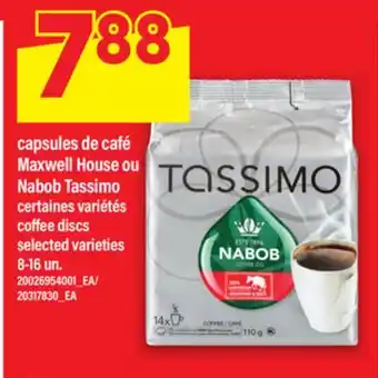 Maxi CAPSULES DE CAFÉ MAXWELL HOUSE OU NABOB TASSIMO, 8-16 UN offer