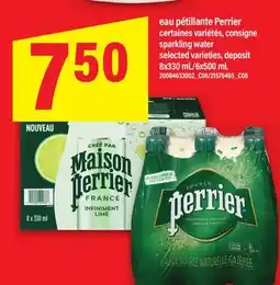 Maxi EAU PÉTILLANTE PERRIER | sparkling water, 8x330 mL/6x500 mL offer