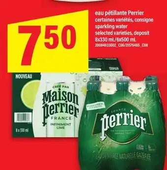 Maxi EAU PÉTILLANTE PERRIER | sparkling water, 8x330 mL/6x500 mL offer