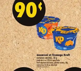 Maxi MACARONI ET FROMAGE KRAFT / MACARONI AND CHEESE, 58 G offer