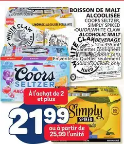 Marché Bonichoix COORS SELTZER, OR WHITE CLAW ALCOHOLIC MALT BEVERAGE offer