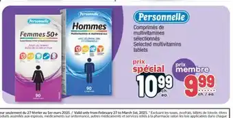 Jean Coutu PERSONNELLE Selected multivitamins tablets offer