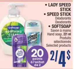 Jean Coutu LADY SPEED STICK, SPEED STICK, SOFTSOAP Selected Products offer