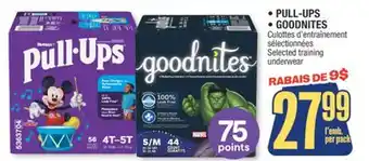 Jean Coutu PULL-UPS, GOODNITES Selected training underwear offer