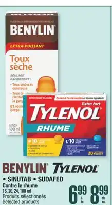 Jean Coutu BENYLIN, TYLENOL, SINUTAB, SUDAFED Contre le rhume Selected products offer