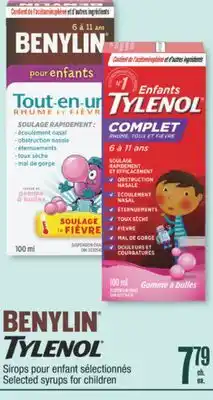 Jean Coutu BENYLIN, TYLENOL Selected syrups for children offer