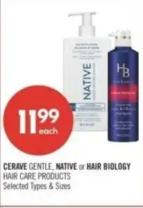 Shoppers Drug Mart Cerave gentle, native or hair biology offer