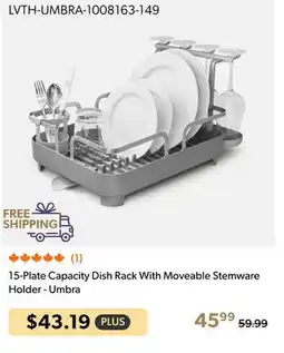 Shopper+ 15-Plate Capacity Dish Rack With Moveable Stemware Holder - Umbra offer