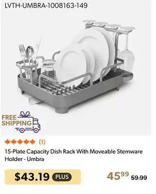 Shopper+ 15-Plate Capacity Dish Rack With Moveable Stemware Holder - Umbra offer