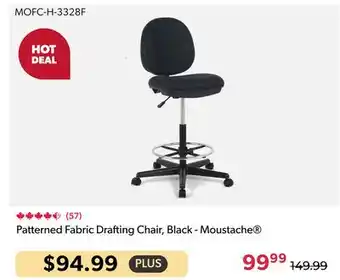 Shopper+ Patterned Fabric Drafting Chair, Black - Moustache offer