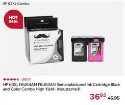 Shopper+ HP 63XL F6U64AN F6U63AN Remanufactured Ink Cartridge Black and Color Combo High Yield - Moustache offer