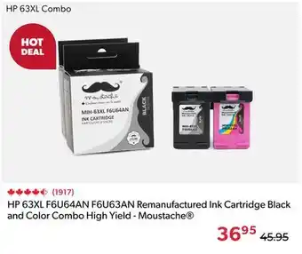 Shopper+ HP 63XL F6U64AN F6U63AN Remanufactured Ink Cartridge Black and Color Combo High Yield - Moustache offer