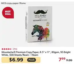 Shopper+ Moustache Premium Copy Paper, 8.5 x 11, 80gsm, 95 Bright White, 500 Sheets/Ream - 1 Ream offer