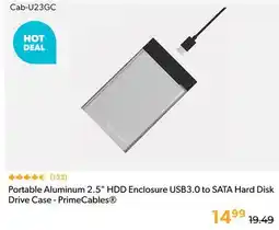 Shopper+ Portable Aluminum 2.5 HDD Enclosure USB3.0 to SATA Hard Disk Drive Case - PrimeCables offer