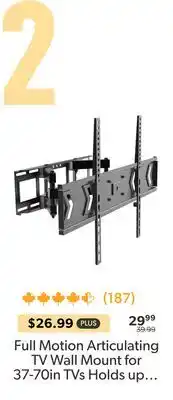 Shopper+ Full Motion Articulating TV Wall Mount for 37-70in TVs Holds up offer