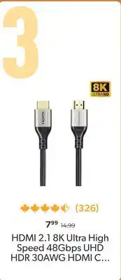 Shopper+ HDMI 2.1 8K Ultra High Speed 48Gbps UHD HDR 30AWG HDMI Cord with Nylon Jacket PrimeCables - 6ft offer