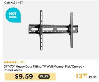 Shopper+ 37-70 Heavy Duty Tilting TV Wall Mount - Flat/Curved - PrimeCables offer