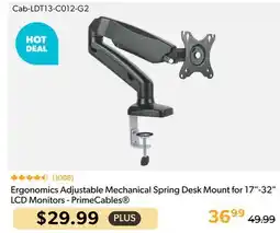 Shopper+ Ergonomics Adjustable Mechanical Spring Desk Mount for 17-32 LCD Monitors - PrimeCables offer