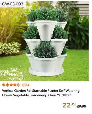 Shopper+ Vertical Garden Pot Stackable Planter Self-Watering Flower Vegetable Gardening 3 Tier- Yardlab offer