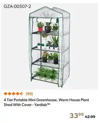 Shopper+ 4 Tier Portable Mini Greenhouse, Warm House Plant Shed With Cover - Yardlab offer