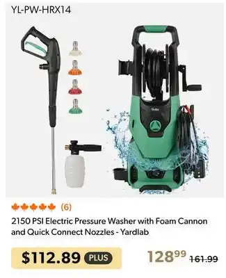 Shopper+ 2150 PSI Electric Pressure Washer with Foam Cannon and Quick Connect Nozzles - Yardlab offer