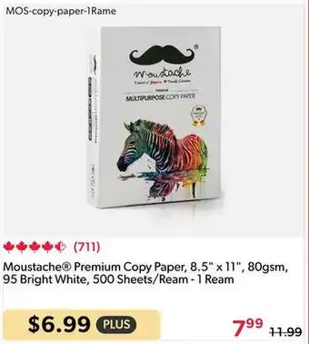 123Ink Moustache Premium Copy Paper, 8.5 x 11, 80gsm, 95 Bright White, 500 Sheets/Ream - 1 Ream offer