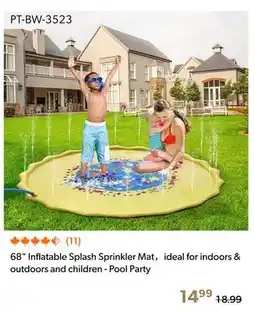 Shopper+ 68 Inflatable Splash Sprinkler Mat，ideal for indoors & outdoors and children - Pool Party offer