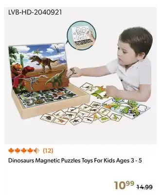 Shopper+ Dinosaurs Magnetic Puzzles Toys For Kids Ages 3 - 5 offer