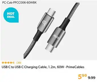 Primecables USB C to USB C Charging Cable, 1.2m, 60W - PrimeCables offer