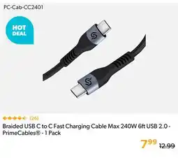 Primecables Braided USB C to C Fast Charging Cable Max 240W 6ft USB 2.0 -PrimeCables - 1 Pack offer