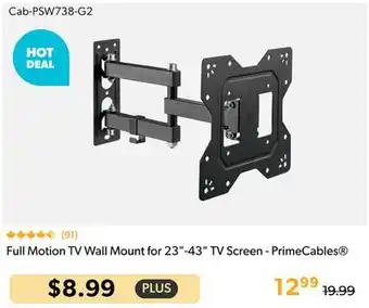 Primecables Full Motion TV Wall Mount for 23-43 TV Screen - PrimeCables offer