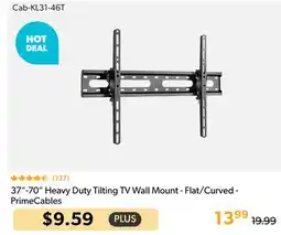 Primecables 37-70 Heavy Duty Tilting TV Wall Mount - Flat/Curved - PrimeCables offer