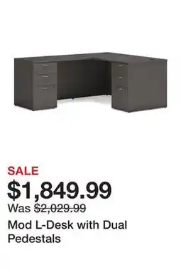 Wayfair Mod L-Desk with Dual Pedestals offer