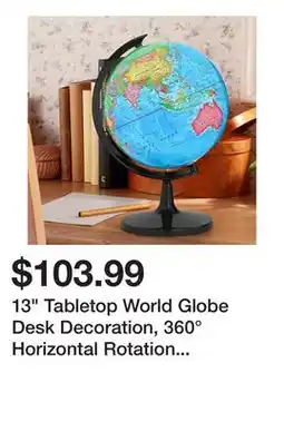 Wayfair 13 Tabletop World Globe Desk Decoration, 360° Horizontal Rotation with Clear Text Markings offer