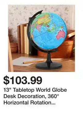 Wayfair 13 Tabletop World Globe Desk Decoration, 360° Horizontal Rotation with Clear Text Markings offer