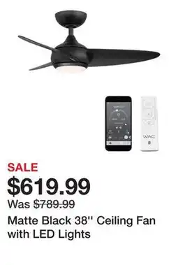 Wayfair Matte Black 38'' Ceiling Fan with LED Lights offer