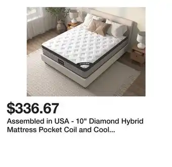 Bed Bath & Beyond Assembled in USA - 10 Diamond Hybrid Mattress Pocket Coil and Cool Gel Memory Foam offer