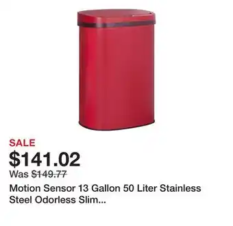 Bed Bath & Beyond Motion Sensor 13 Gallon 50 Liter Stainless Steel Odorless Slim Trash Can by Furniture of America offer