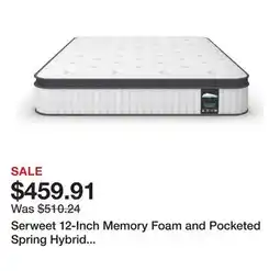 Bed Bath & Beyond Serweet 12-Inch Memory Foam and Pocketed Spring Hybrid Mattress,Matress in a Box offer