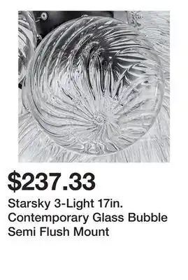 Bed Bath & Beyond Starsky 3-Light 17in. Contemporary Glass Bubble Semi Flush Mount offer